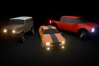 create low poly car 3d models