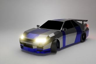 create low poly car 3d models