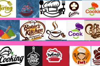 do fantastic logo for cooking,bakery,cafe, 3d