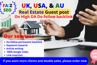 improve real estate website SEO with high da backlinks USA, UK, au