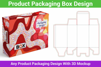 create product packaging box design with dielines for you