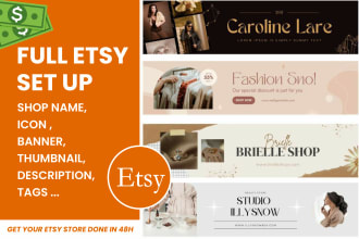 set up your etsy shop, esty seo listing, digital product, thumbnails, banner
