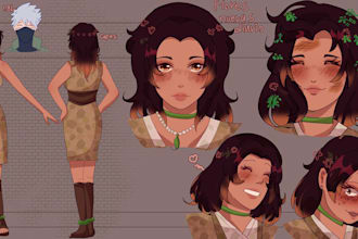 cartoon character design and character sheet
