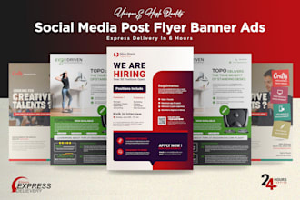 do job hiring flyer, social media banner, post and more graphic design