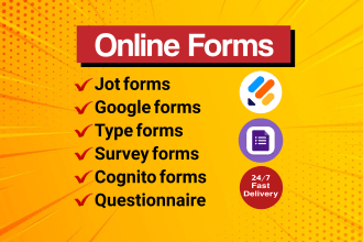 create google form, jotform or survey form in 24 hours