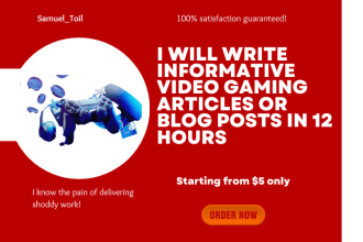 write informative video gaming articles or blog posts in 12 hours