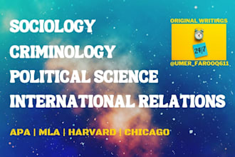 write on criminology political science sociology international relations