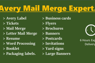 do avery label letter merge packaging  product label in 12hours
