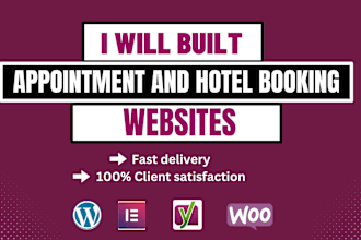 create appointment booking, hotel booking, wordpress website