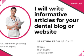 write informative articles for your dental blog or website