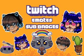 draw cute chibi custom twitch emotes or sub badges