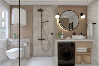 do interior design bathroom with renders