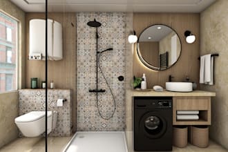 do interior design bathroom with renders