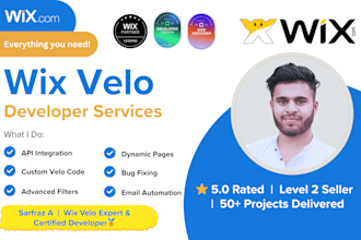 develop wix velo custom code, dynamic pages and API integration