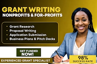 do nonprofit and small business grant research, grant writing n grant proposals
