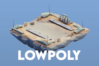 create a map or a 3d scene with lowpoly style