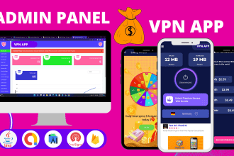 create an android vpn app with admin panel and ads