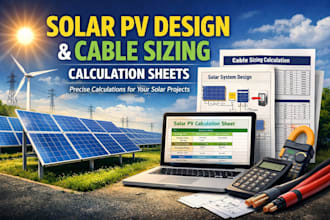 do solar pv system calculation, cable sizing with documentation