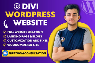 design modern wordpress divi website or divi landing page