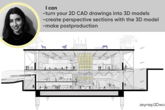 make 3d perspective section, perspective drawing and school 3d rendering