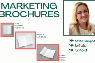 design one pager, bifold, trifold marketing brochure
