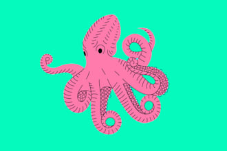 design octopus mascot logo only 15 hours