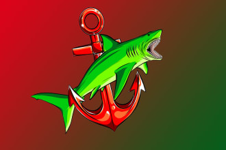 create an fishing shark mascot  logo for you in one day
