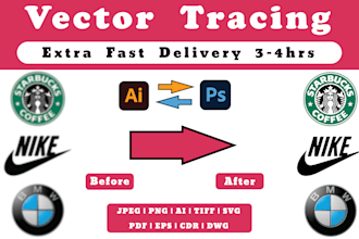 convert your sketch, logo, image into digital vector form