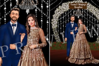illustrate a customized wedding card for your big day