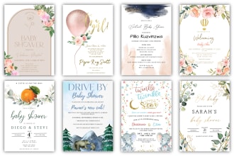 do baby shower, party invitations and birthday invitation
