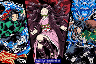 drawing anime and fanart illustrations for clothing brands