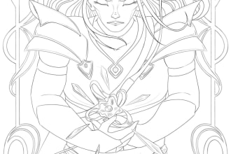draw art nouveau style lineart for coloring pages