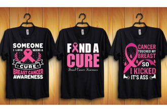 do breast cancer custom typography and bulk t shirt designs