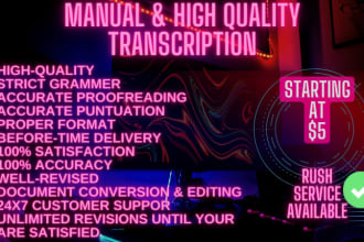 transcribe quality audio and video transcription in 5 hours