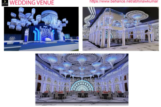 create and render trade booth wedding venue design