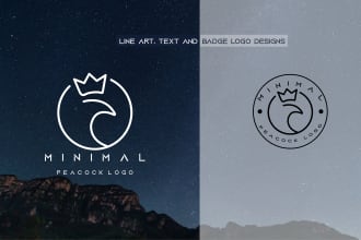 do modern line art text, badge, sticker, and logo design