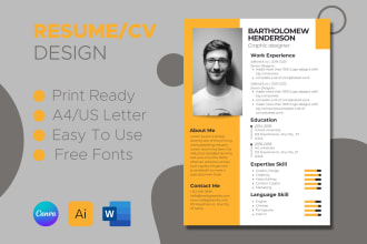 design your attractive creative CV, resume, and cover letter