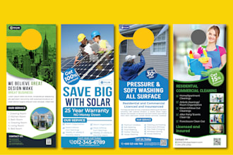 design door hanger postcard business flyer for roofing cleaning sola