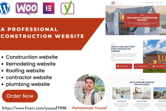 design construction, remodeling, roofing, or plumbing website for you