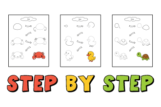 how to draw a cute line drawing with step by step hand drawn