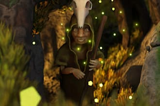 create a 3d scene in the style of your choice
