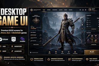 design premium PC game UI art in figma