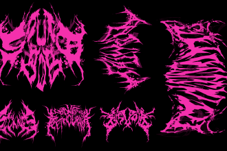 design a slamming death metal logo font with chrome
