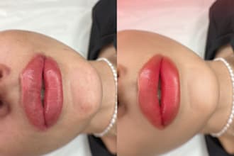 do permanent retouching, lips, eyes and beauty