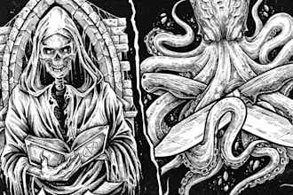 draw detailed death metal illustration