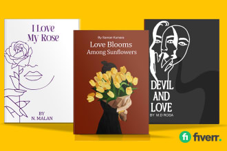 design artistic book cover for poetry, romance and literature