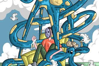 create an illustration, poster, book or album cover