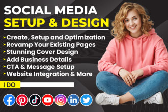 setup facebook business page, instagram, youtube, and all social media accounts
