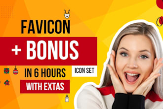 design custom icon set, favicon for web or app with bonus