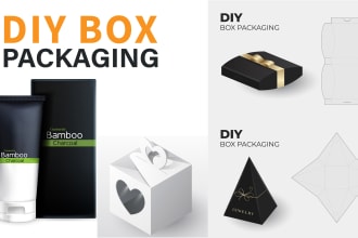 do custom chocolate box, coffee packaging, can label, and food label design